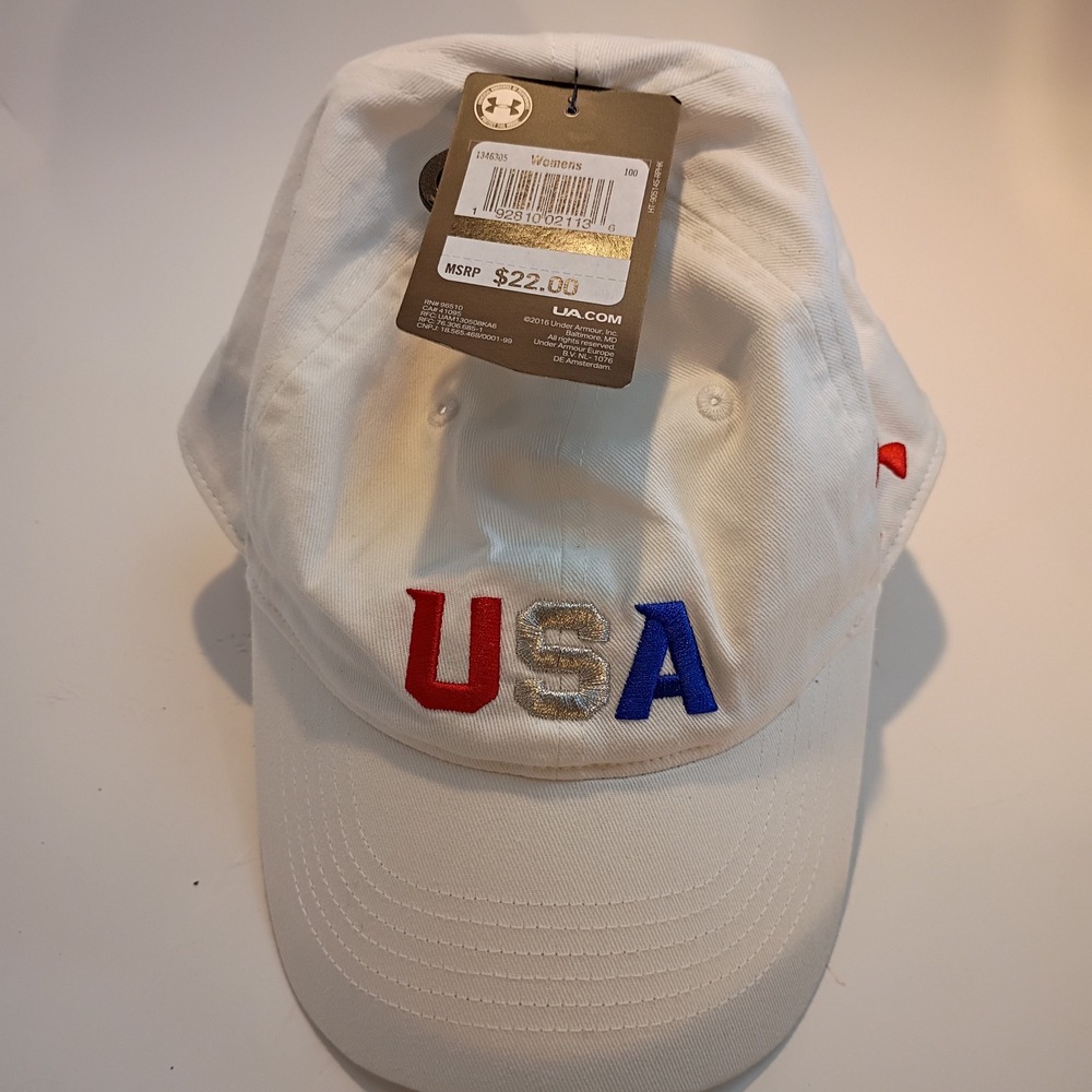 Under Armour Womens USA Olympic Baseball Cap White Adjustable Hat 1348305